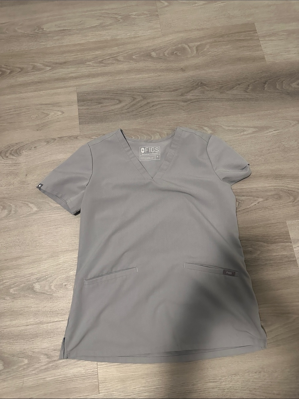FIGS Women's Light Gray V-Neck Scrub Top